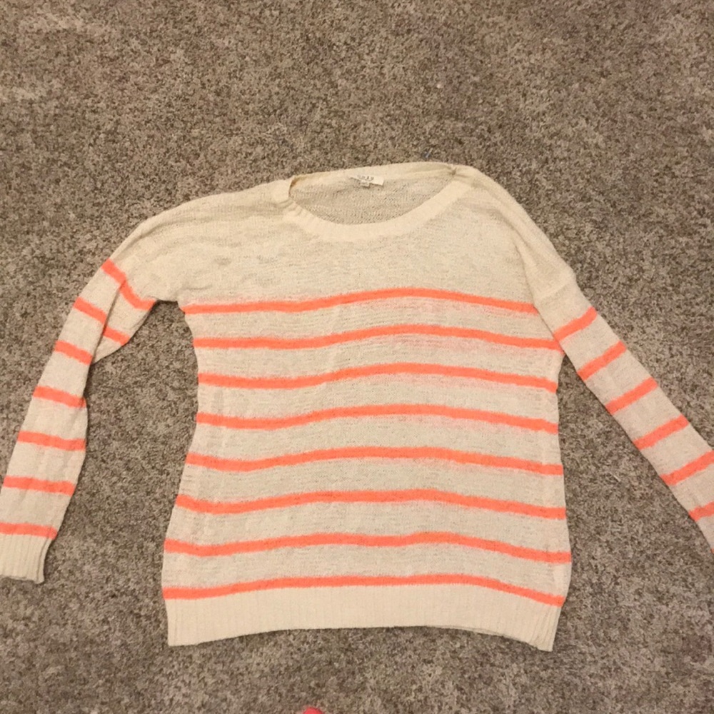 Cream and pink striped sweater